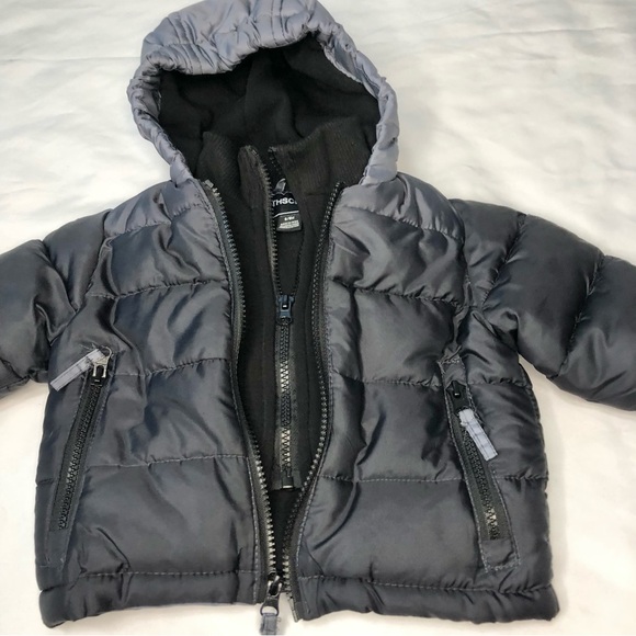 Rothschild Boys Black Gray Hooded Zip Jacket Size 6/9 Months - Picture 2 of 5